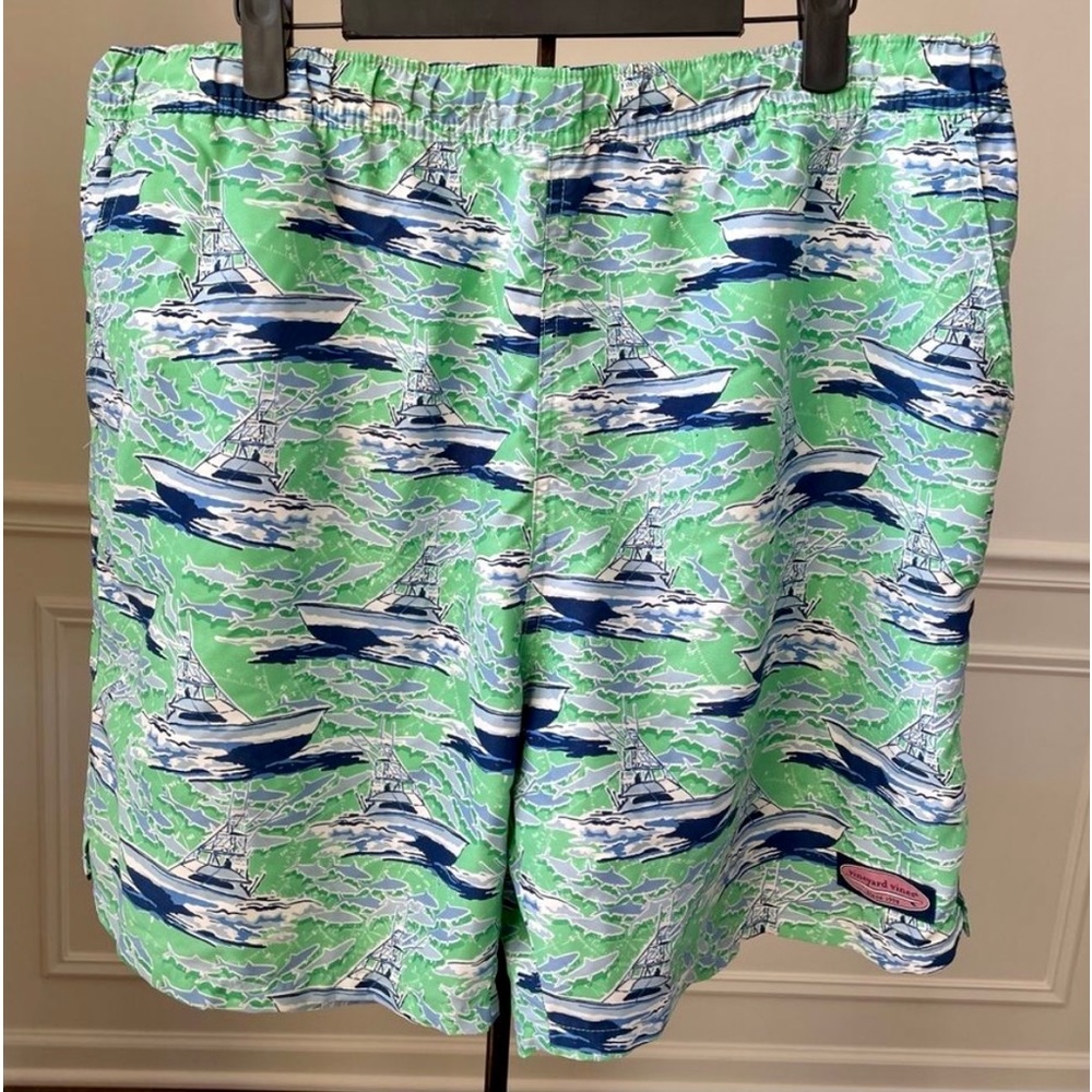 Vineyard Vines Mens Swim Trunks Boat Fish Print Lined - XL